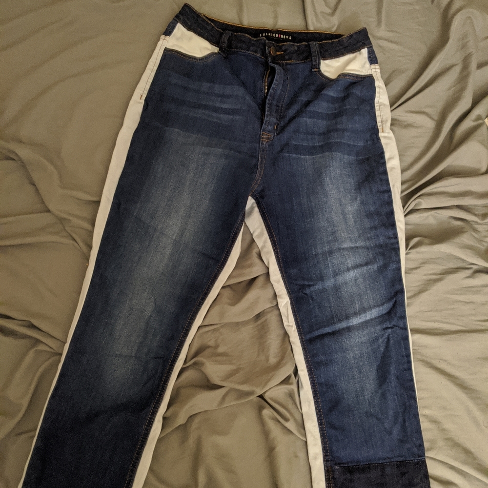 Unique Fashion Nova light and dark jeans